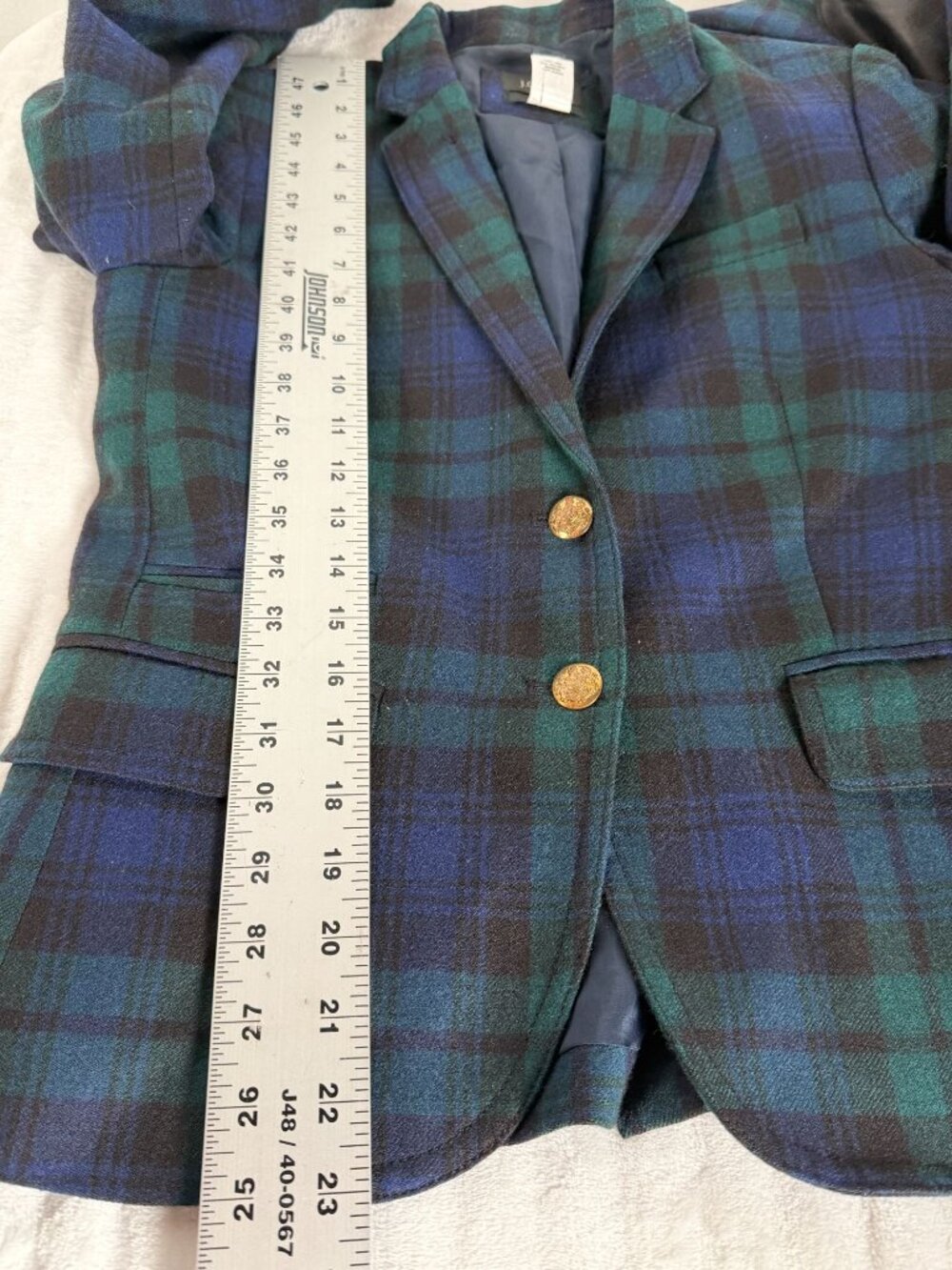 J.Crew Schoolboy Blazer Black Watch Plaid Wool Gold Button Preppy Wool Size 4 - Picture 10 of 13